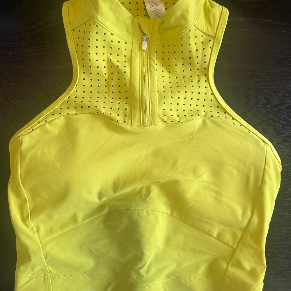 lululemon athletica Neon Yellow High-Neck Perforated Crop Tank